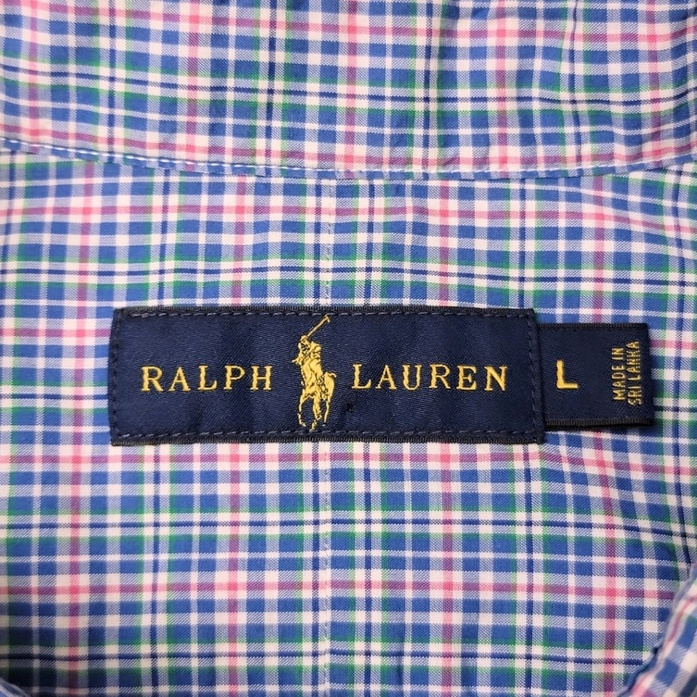 Ralph Lauren Blue, Pink & Green Plaid Button Down Shirt L - Picture 4 of 7